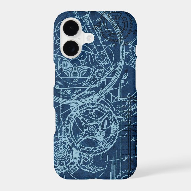 Clockwork Collage Blue iPhone Case (Back)