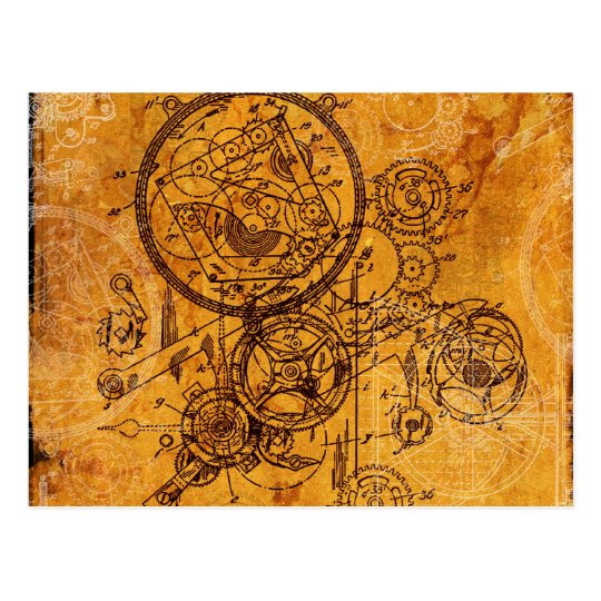 Clockwork Collage Postcard