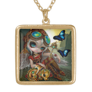"Clockwork Dragonling" Gold Plated Necklace