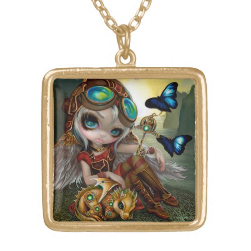 "Clockwork Dragonling" Gold Plated Necklace