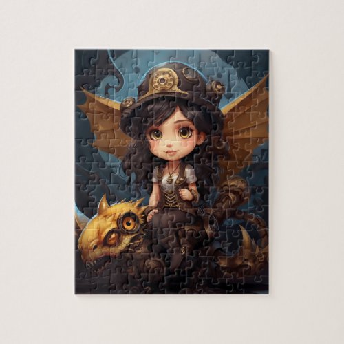 Clockwork Dragonling steampunk dragon fairy art  Jigsaw Puzzle