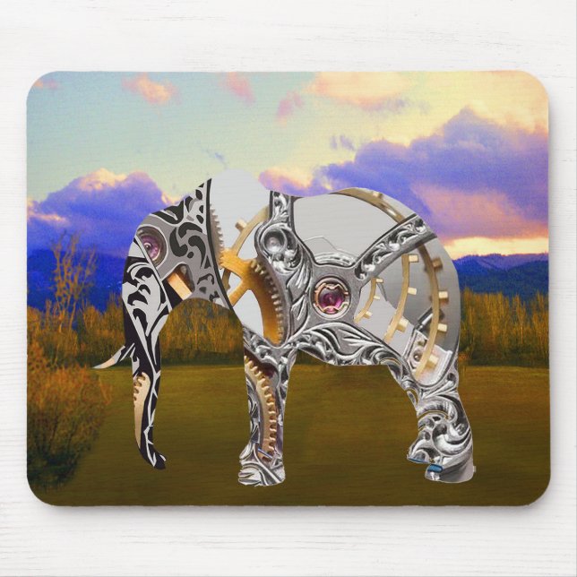 Clockwork Elephant Mouse Pad (Front)