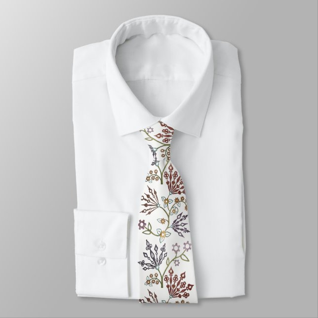 Clockwork Floral - CUSTOM COLOR Tie (Tied)