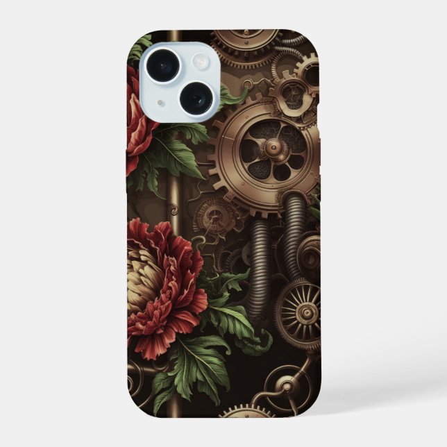 Clockwork Floral Pattern Iphone Case (Back)