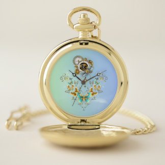Clockwork Garden, Gold Botanical Ornament Pocket Watch