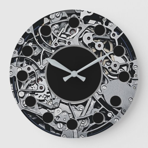 Clockwork Gears Silver Wall Clock
