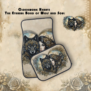 Clockwork Hearts The Eternal Bond of Wolf and Soul Car Floor Mat