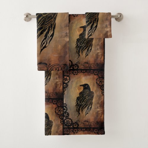 Clockwork Raven Bath Towel Set