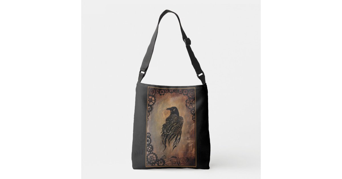 Clockwork Raven Crossbody Bag | Zazzle