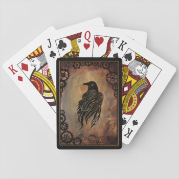 Clockwork Raven Playing Cards by tigressdragon at Zazzle