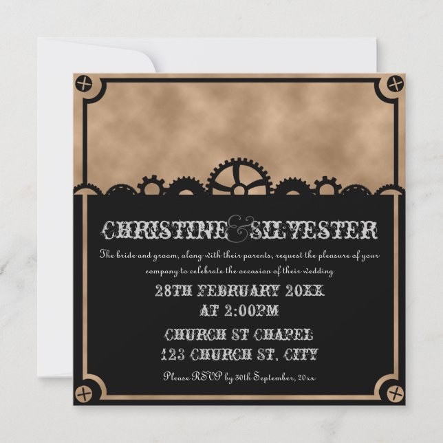 Clockwork Silhouette, 5.25x5.25 invitation (Front)