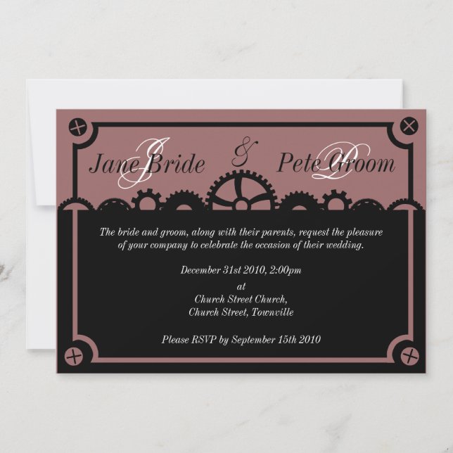 Clockwork Silhouette, wedding invitation (Front)