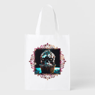 Clockwork Skull Cupcake Grocery Bag