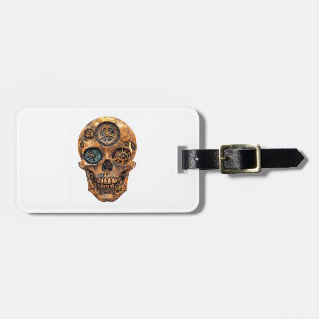 Clockwork Skull Fusion Luggage Tag (Front Horizontal)