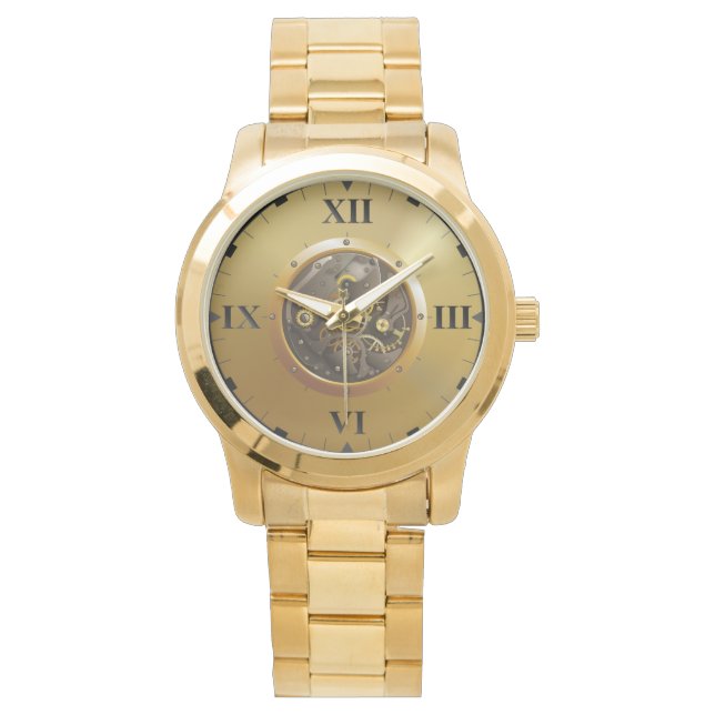 clockwork  with roman dial watch (Front)