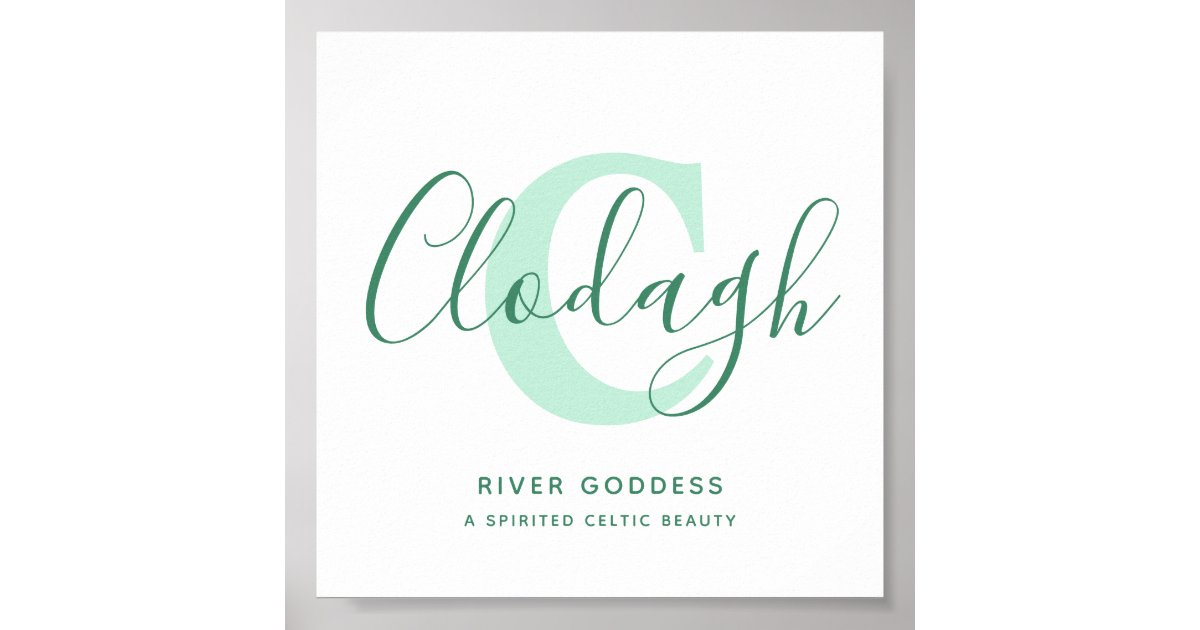 Clodagh name meaning shades of green text custom poster Zazzle