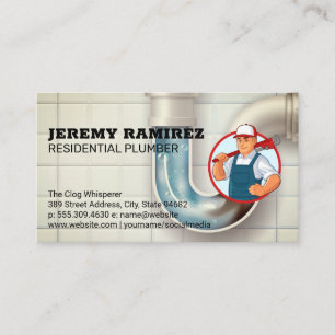 Clogged Sink Pipe   Plumber Business Card