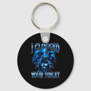 Clogged toilet funny alpha wolf meme stupid keychain