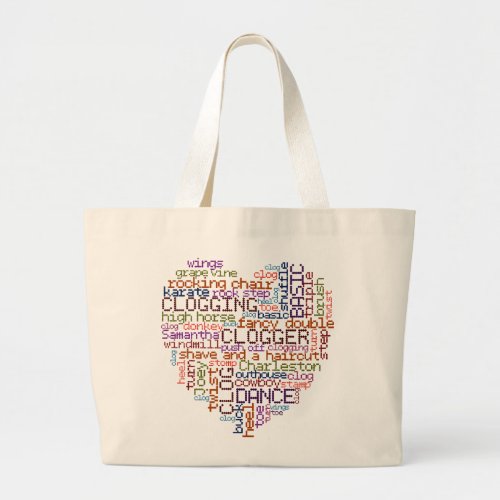 Clogger Clogging Word Art Large Tote Bag