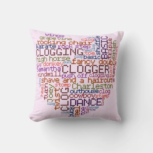 Clogger Clogging Word Art Throw Pillow