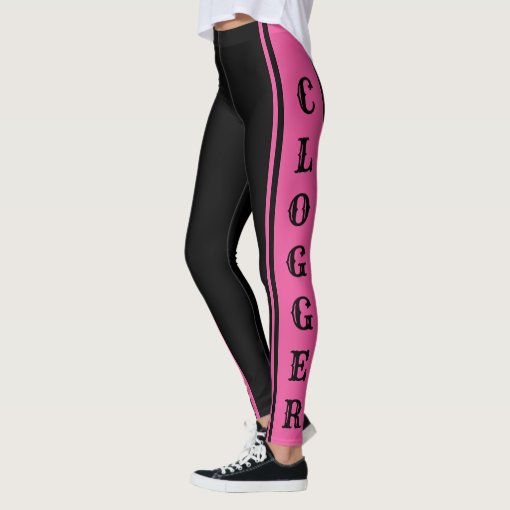Clogger Pink and Black Clogging Clog Dancers Cute Leggings | Zazzle