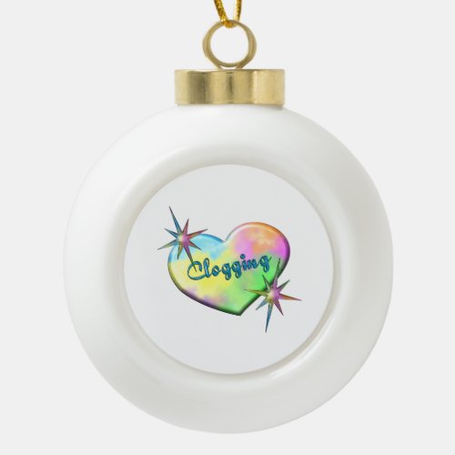 Clogging Big Heart Ceramic Ball Christmas Ornament