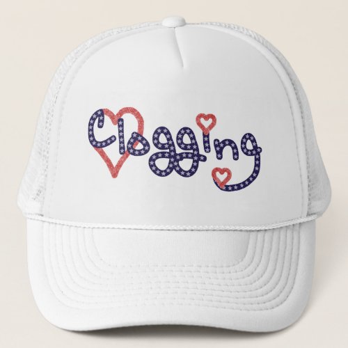 Clogging Dancer Design Blue with Hearts Trucker Hat