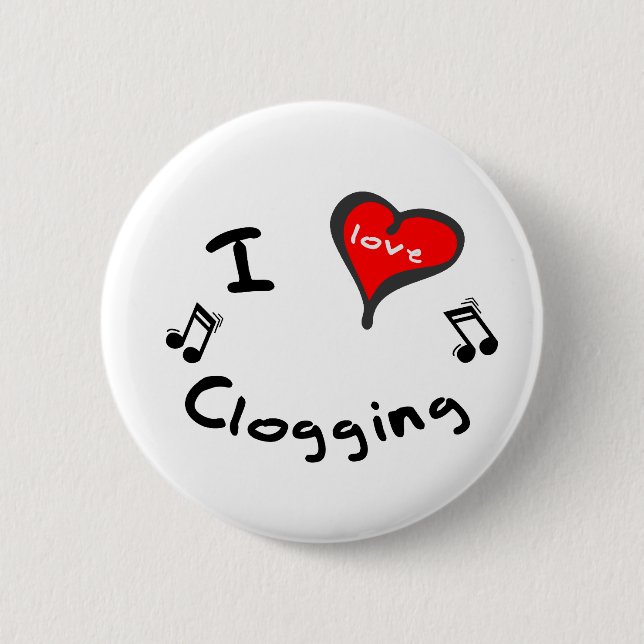 Clogging Gift- I Heart Clogging Pinback Button (Front)