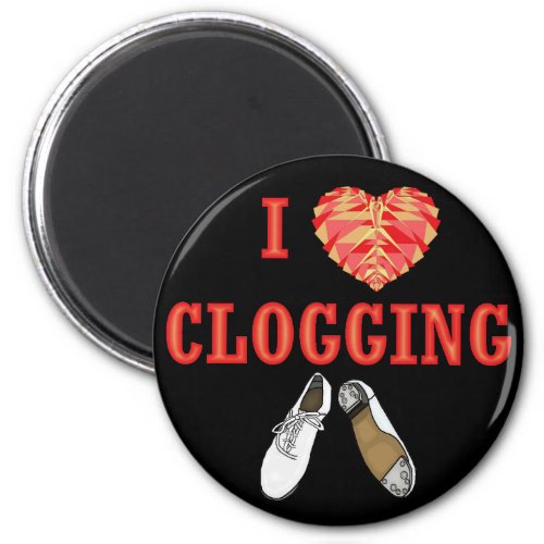 Clogging I Love Heart Dancing Clogger Magnet