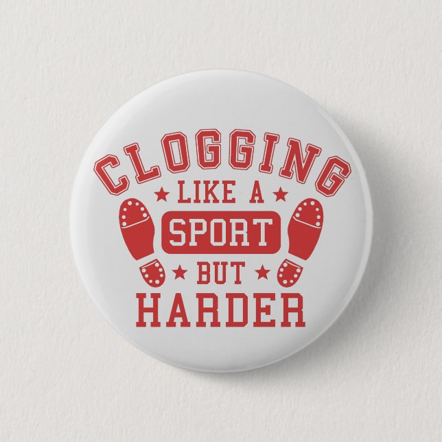 Clogging: Like a Sport but Harder Red Gray Button (Front)