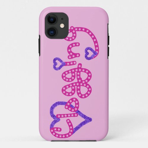 Clogging Love Stars Hearts Pink iPhone 11 Case
