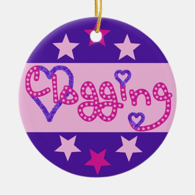 Clogging Love Stars Hearts Pink Ceramic Ornament (Front)
