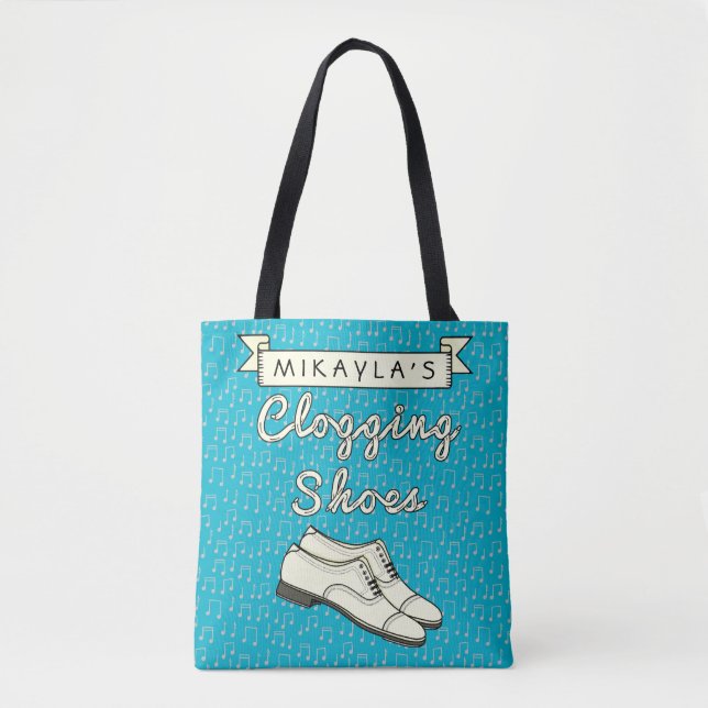 Clogging Shoes Blue Cloggers | Personalized Name Tote Bag (Front)