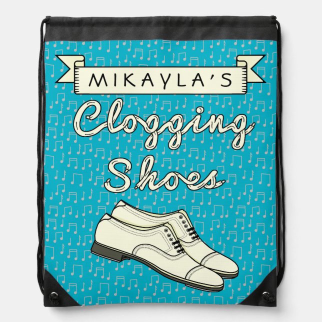 Clogging Shoes Personalized for Cloggers Dance 2 Drawstring Bag (Front)