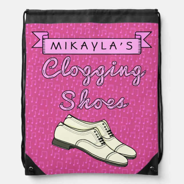 Clogging Shoes Personalized for Cloggers Dance Drawstring Bag (Front)