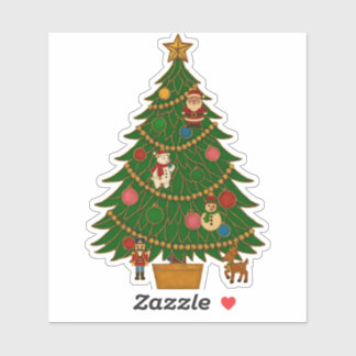 Cloisonne Art Christmas Tree Character Ornaments Sticker