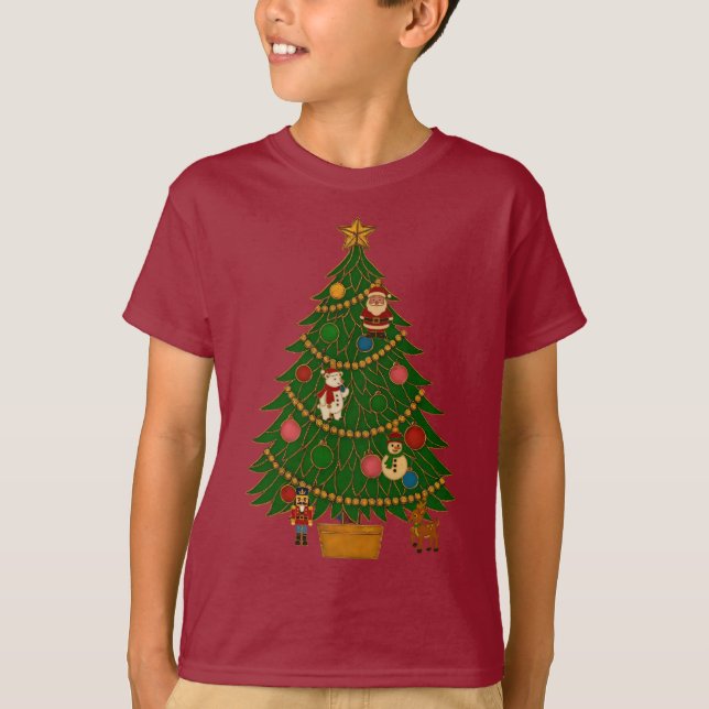 Cloisonne Art Christmas Tree Character Ornaments T-Shirt (Front)