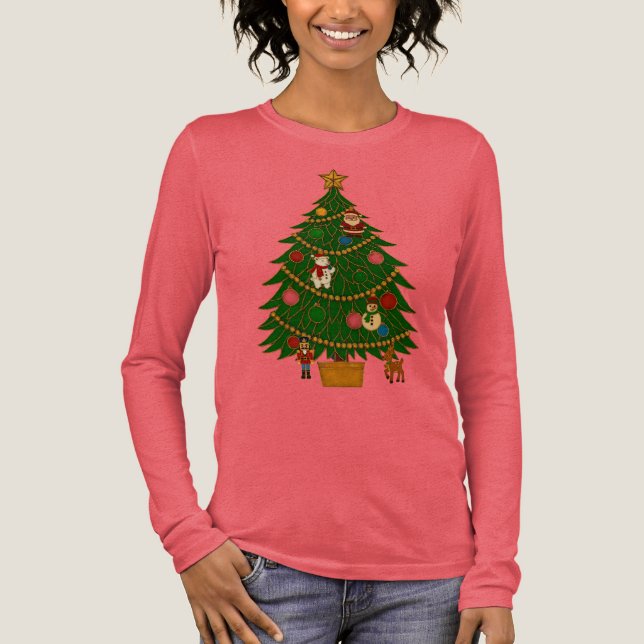 Cloisonne Art Christmas Tree Character Ornaments Tri-Blend Shirt (Front)