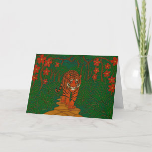 Cloisonne Art Tiger on the Jungle Path Card