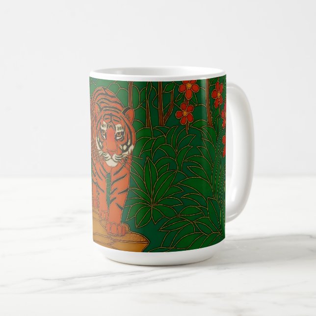 Cloisonne Art Tiger on the Jungle Path Coffee Mug (Front Right)