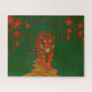 Cloisonne Art Tiger on the Jungle Path Jigsaw Puzzle