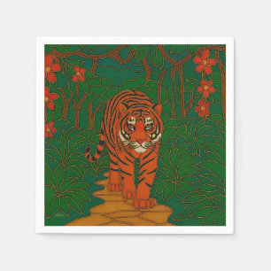 Cloisonne Art Tiger on the Jungle Path Napkins