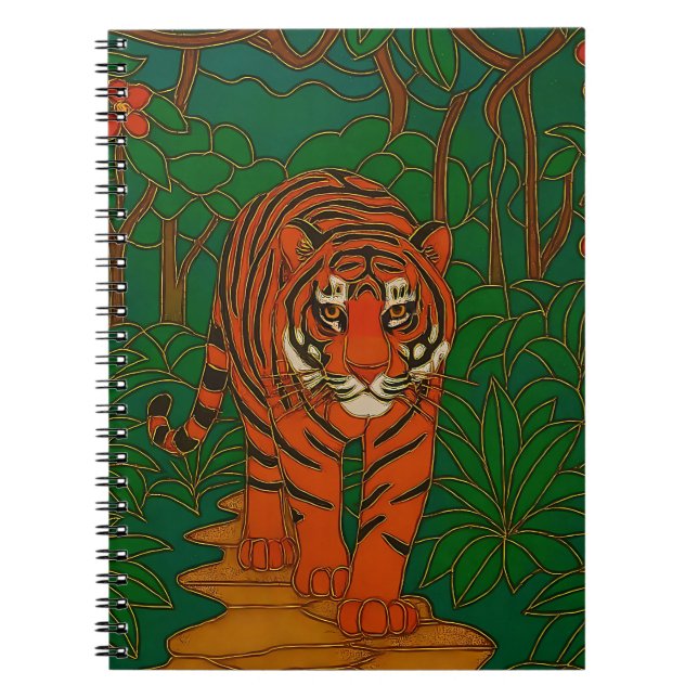 Cloisonne Art Tiger on the Jungle Path Notebook (Front)