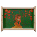 Cloisonne Art Tiger on the Jungle Path Serving Tray