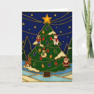 Cloisonne Art Whimsical Forest Classic Christmas Card