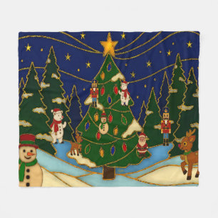 Cloisonne Art Whimsical Forest Classic Christmas Fleece Blanket