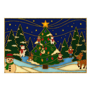 Cloisonne Art Whimsical Forest Classic Christmas  Photo Print