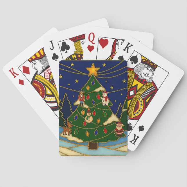 Cloisonne Art Whimsical Forest Classic Christmas  Poker Cards (Back)