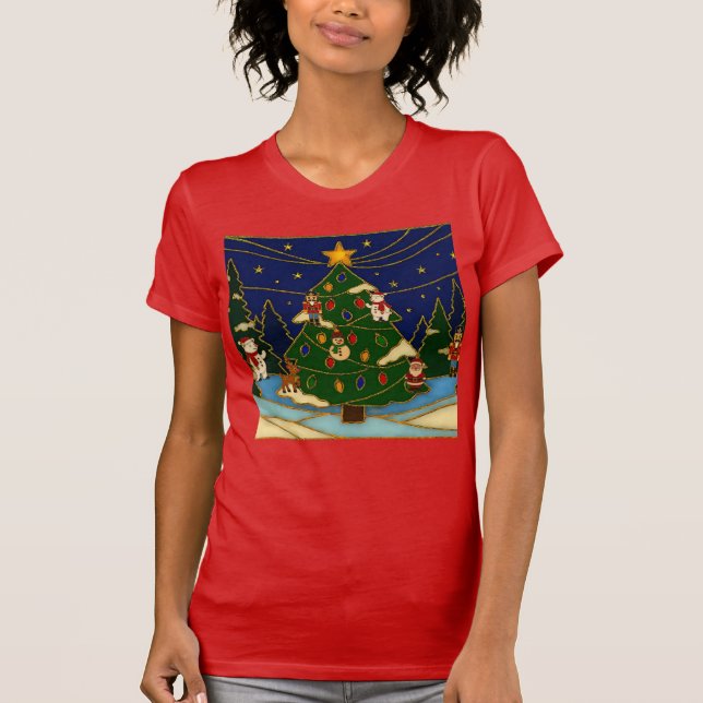 Cloisonne Art Whimsical Forest Classic Christmas  T-Shirt (Front)