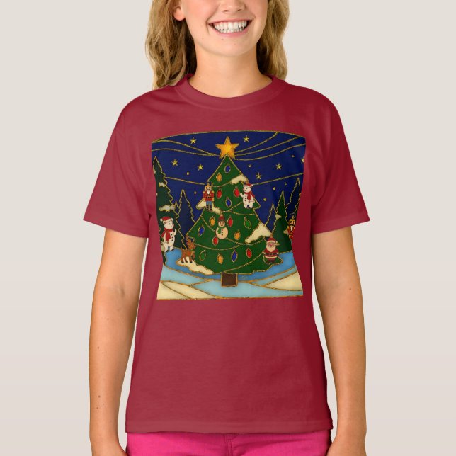 Cloisonne Art Whimsical Forest Classic Christmas  T-Shirt (Front)
